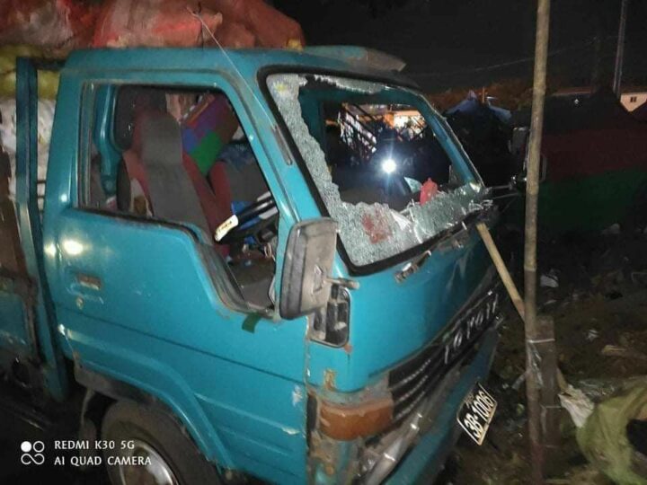 လှိုင်မြို့နယ်က သီရိမင်္ဂလာစျေးတွင် ကုန်ကားတစ်စီးအောက်မှဗုံးပေါက်ကွဲမှုဖြစ်
