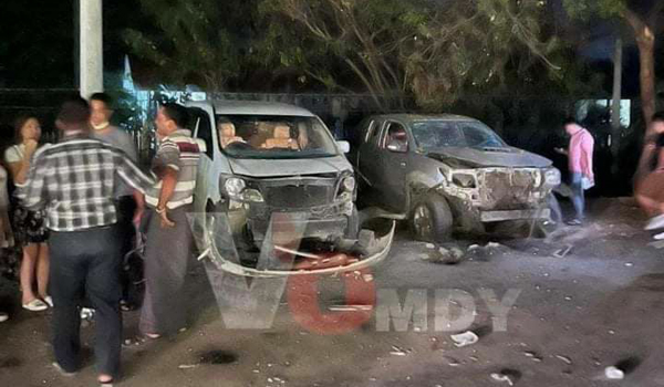 မန္တလေးမြို့ ချမ်းမြသာစည်မြို့နယ်ရှိ Starry Bar ၌မိုင်းပေါက်ကွဲမှုဖြစ်ပွား ကား ၅ စီးပျက်စီး