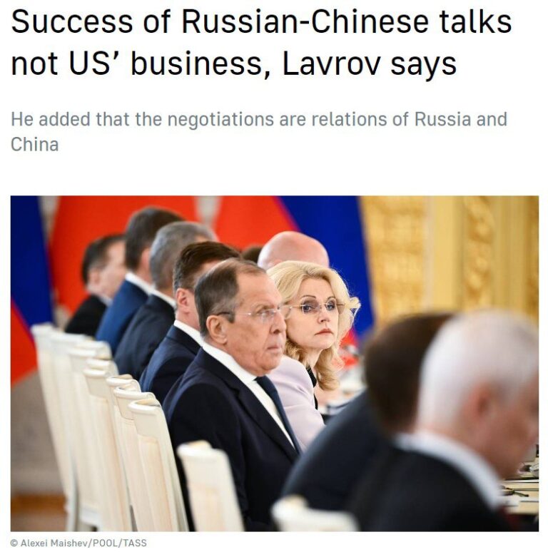 ရုရှား-တရုတ် ဆွေးနွေးပွဲ အောင်မြင်မှုသည် အမေရိကန်၏ အလုပ်မဟုတ်ကြောင်း ရုရှားနိုင်ငံခြားရေးဝန်ကြီးပြောကြား